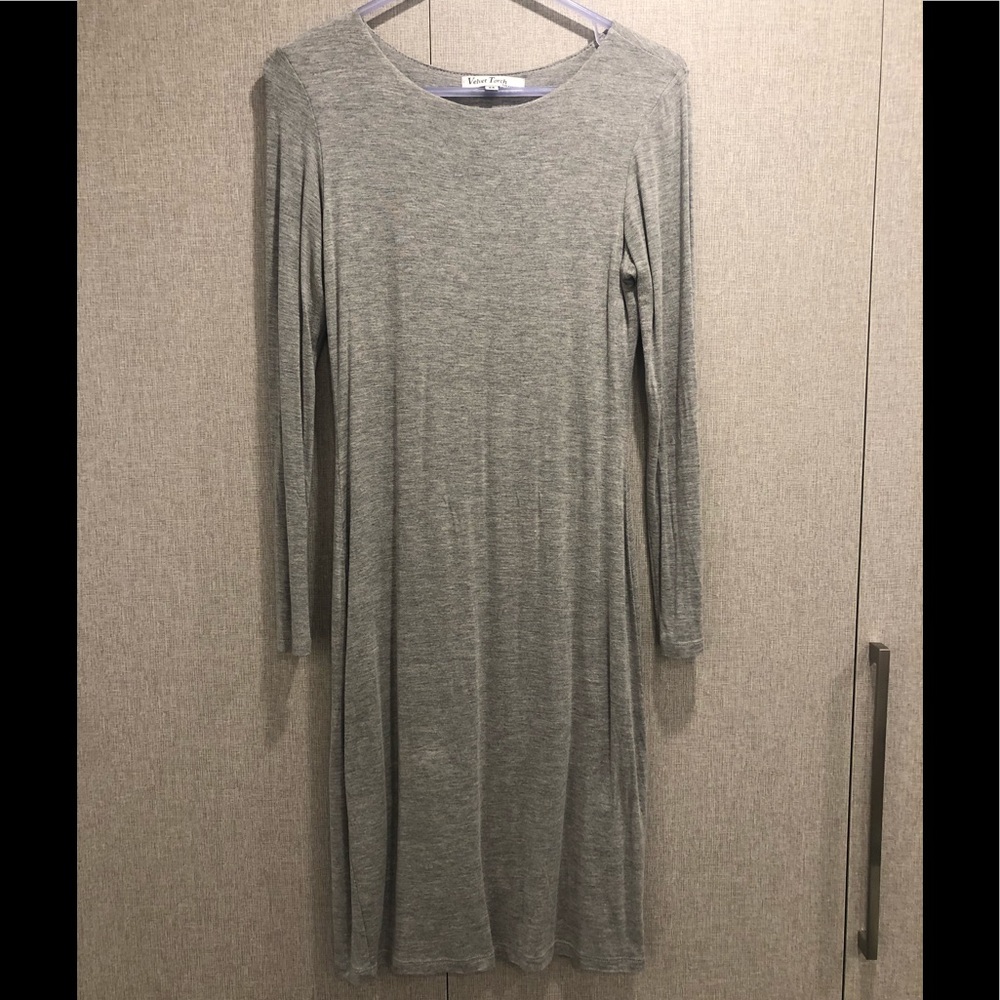 Heathered grey jersey bodycon dress